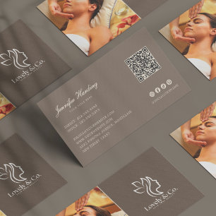 Minimalistische neutrale Beige-Beauty-QR-Code  Visitenkarte