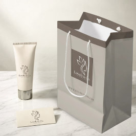 Minimalistische neutrale beigefarbene Beauty-Gesch Mittlere Geschenktüte