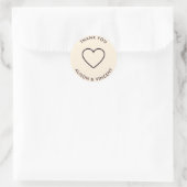 Minimalistische neutrale Creme Wedding Vielen Dank Runder Aufkleber (Tasche)