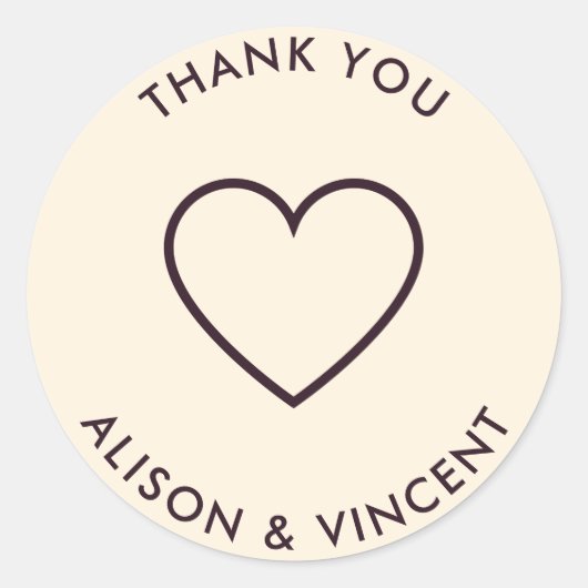 Minimalistische neutrale Creme Wedding Vielen Dank Runder Aufkleber (Vorderseite)