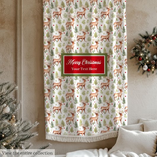 Minimalistische neutrale Farben Rentiere Weihnacht Fleecedecke