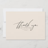 Minimalistische neutrale Farbhochzeit dank Karte (Vorderseite)