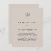 Minimalistische, neutrale Geschenke mit Blumenmoti Begleitkarte (Vorne/Hinten)