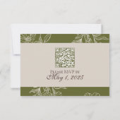 Minimalistische neutrale, moderne Olive Green Wedd RSVP Karte (Rückseite)