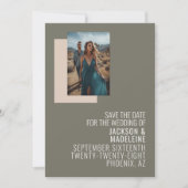 Minimalistische neutrale Typografie Foto Frame Wed Save The Date (Vorderseite)