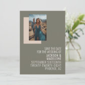 Minimalistische neutrale Typografie Foto Frame Wed Save The Date (Stehend Vorderseite)