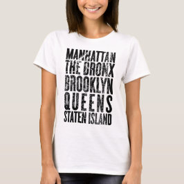 Minimalistische New York City Boroughs Typografy M T-Shirt