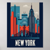 Minimalistische New Yorker Landschaft Flat Vector  Poster (Vorne)