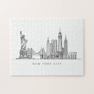 Minimalistische New Yorker Skyline Linienkunst Puzzle