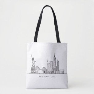 Minimalistische New Yorker Skyline-Linienkunst Tasche