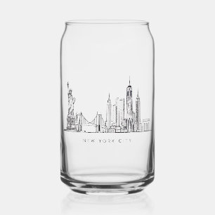 Minimalistische New Yorker Stadt-Skyline-Linienkun Dosenglas