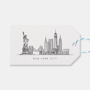 Minimalistische New Yorker Stadt-Skyline-Linienkun Geschenkanhänger