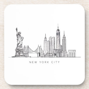 Minimalistische New Yorker Stadt-Skyline-Linienkun Getränkeuntersetzer