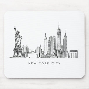 Minimalistische New Yorker Stadt-Skyline-Linienkun Mousepad