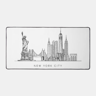 Minimalistische New Yorker Stadt-Skyline-Linienkun Schreibtischunterlage