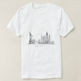 Minimalistische New Yorker Stadt-Skyline-Linienkun T-Shirt
