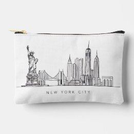 Minimalistische New Yorker Stadt-Skyline-Linienkun Zubehörtasche