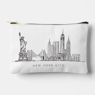 Minimalistische New Yorker Stadt-Skyline-Linienkun Zubehörtasche