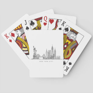 Minimalistische New Yorker Stadtansicht Linienkuns Spielkarten
