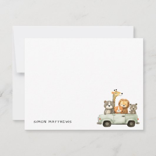 Minimalistische Niedlich-fröhliche Tiere Kinder Mitteilungskarte (Vorderseite)