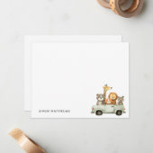 Minimalistische Niedlich-fröhliche Tiere Kinder Mitteilungskarte (Vorderseite/Rückseite Beispiel)