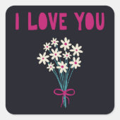 Minimalistische Niedliche Blume I Liebe Mama Mütt Quadratischer Aufkleber (Vorderseite)