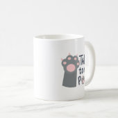 Minimalistische Niedliche graue Katze Paw Pink Fet Kaffeetasse (VorderseiteRechts)