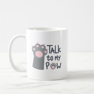 Minimalistische Niedliche graue Katze Paw Pink Fet Kaffeetasse