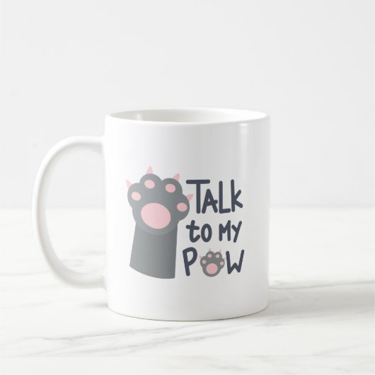 Minimalistische Niedliche graue Katze Paw Pink Fet Kaffeetasse (Links)