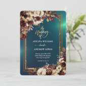 Minimalistische Niedliche grüne Rose, Goldrahmen Einladung (Stehend Vorderseite)