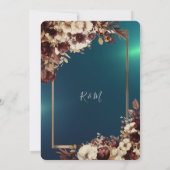 Minimalistische Niedliche grüne Rose, Goldrahmen Einladung (Rückseite)