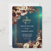 Minimalistische Niedliche grüne Rose, Goldrahmen Einladung (Vorderseite)