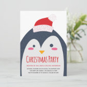 Minimalistische Niedliche Penguin Weihnachten Part Einladung (Stehend Vorderseite)