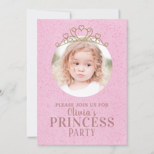Minimalistische Niedliche Prinzessin Tiara Birthda Einladung (Vorderseite)