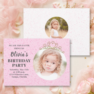 Minimalistische Niedliche Prinzessin Tiara Birthda Einladung