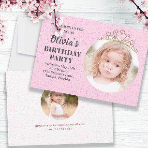 Minimalistische Niedliche Prinzessin Tiara Birthda Einladung