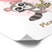 Minimalistische Niedliche Raccoon Baby Duschfavori Poster (Ecke)
