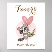 Minimalistische Niedliche Raccoon Baby Duschfavori Poster (Vorne)