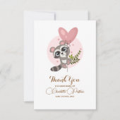 Minimalistische Niedliche Raccoon Babydusche Dankeskarte (Vorderseite)