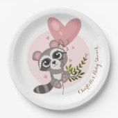Minimalistische Niedliche Raccoon Babydusche Pappteller (Vorderseite)