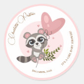 Minimalistische Niedliche Raccoon Babydusche Runder Aufkleber (Vorderseite)
