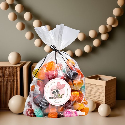 Minimalistische Niedliche Raccoon Babydusche Runder Aufkleber