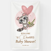 Minimalistische Niedliche Raccoon Babydusche Willk Banner (Vertikal)