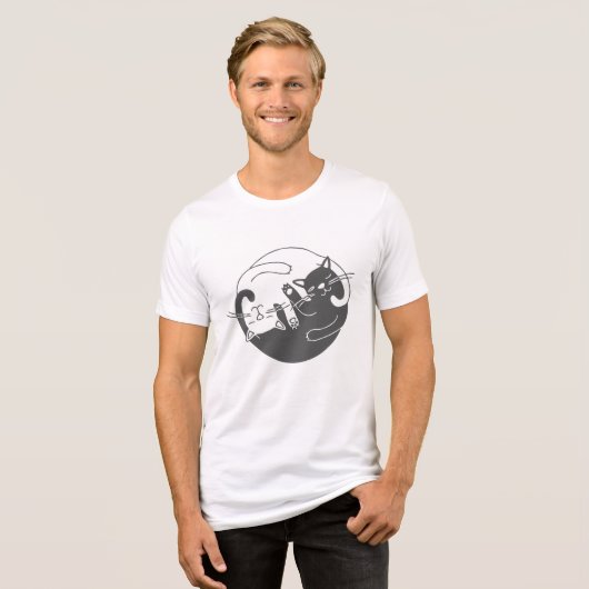 Minimalistische Niedliche Schlafkatzen Art | Funny Tri-Blend Shirt (Vorderseite voll)