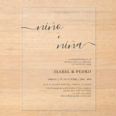 Minimalistische Nino o Nina Acryleinladungen (Vorderseite)