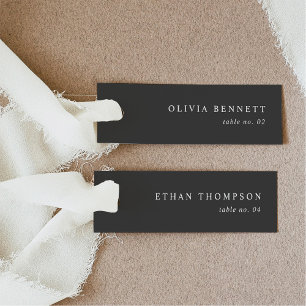 Minimalistische Noir-Hochzeitname-Platzkarten Einladung
