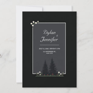 Minimalistische Nordische Waldmargerite Hochzeit Einladung