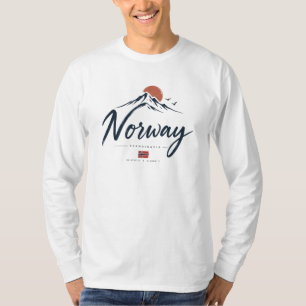 Minimalistische Norwegen-Flagge Berg T-Shirt