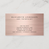 Minimalistische Notar-Rose Gold-Brushed-Metal Visitenkarte (Rückseite)