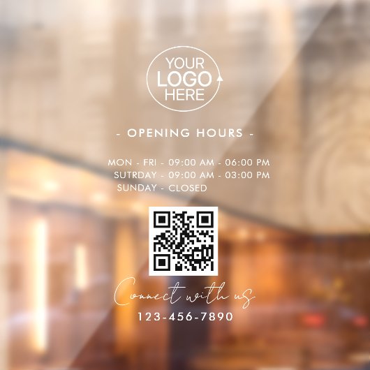 Minimalistische Öffnungszeiten des Logos: Geschäft Fensteraufkleber (Blatt 2)